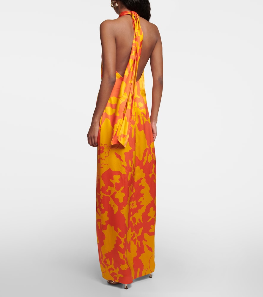 SIR Printed silk maxi dress