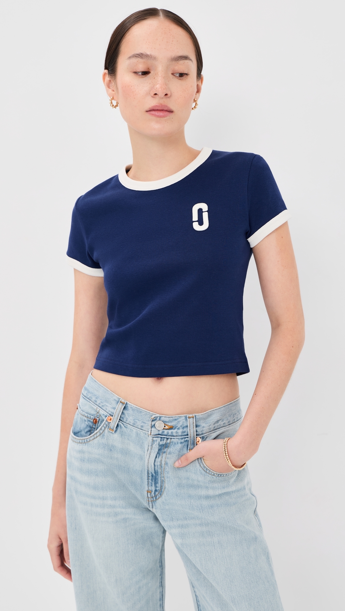 Pop J Marc Ringer Baby Tee Navy Multi