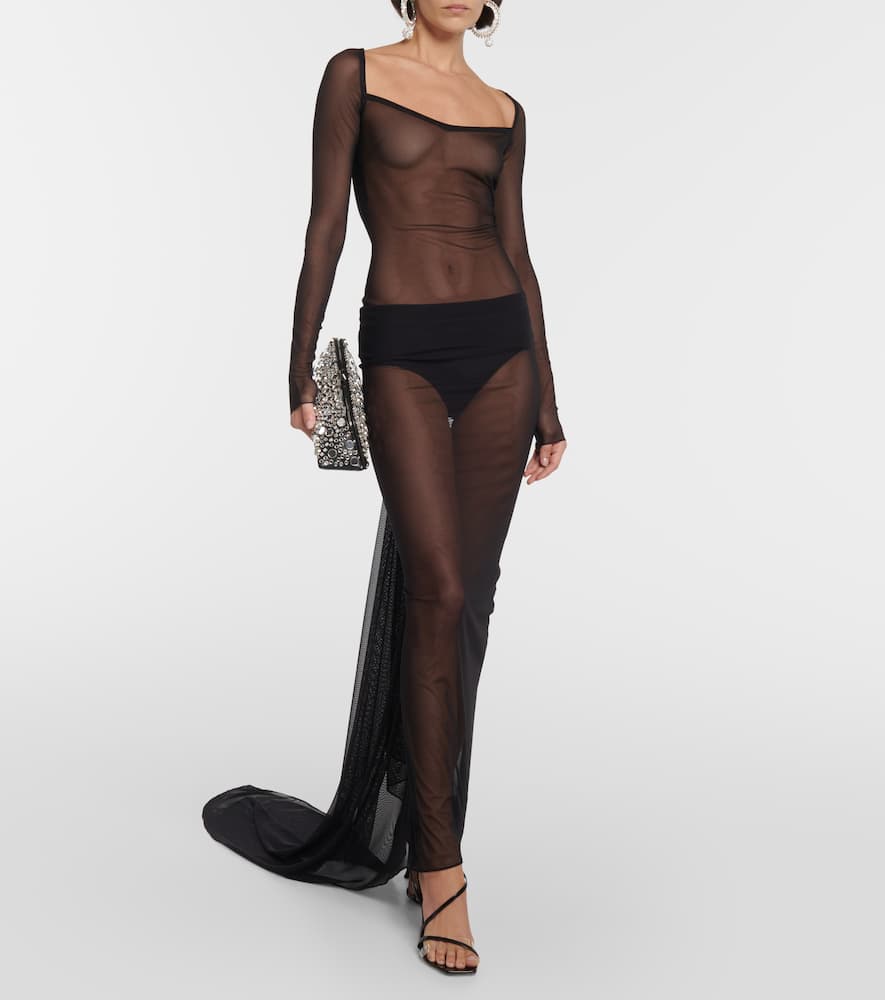 Sheer mesh gown