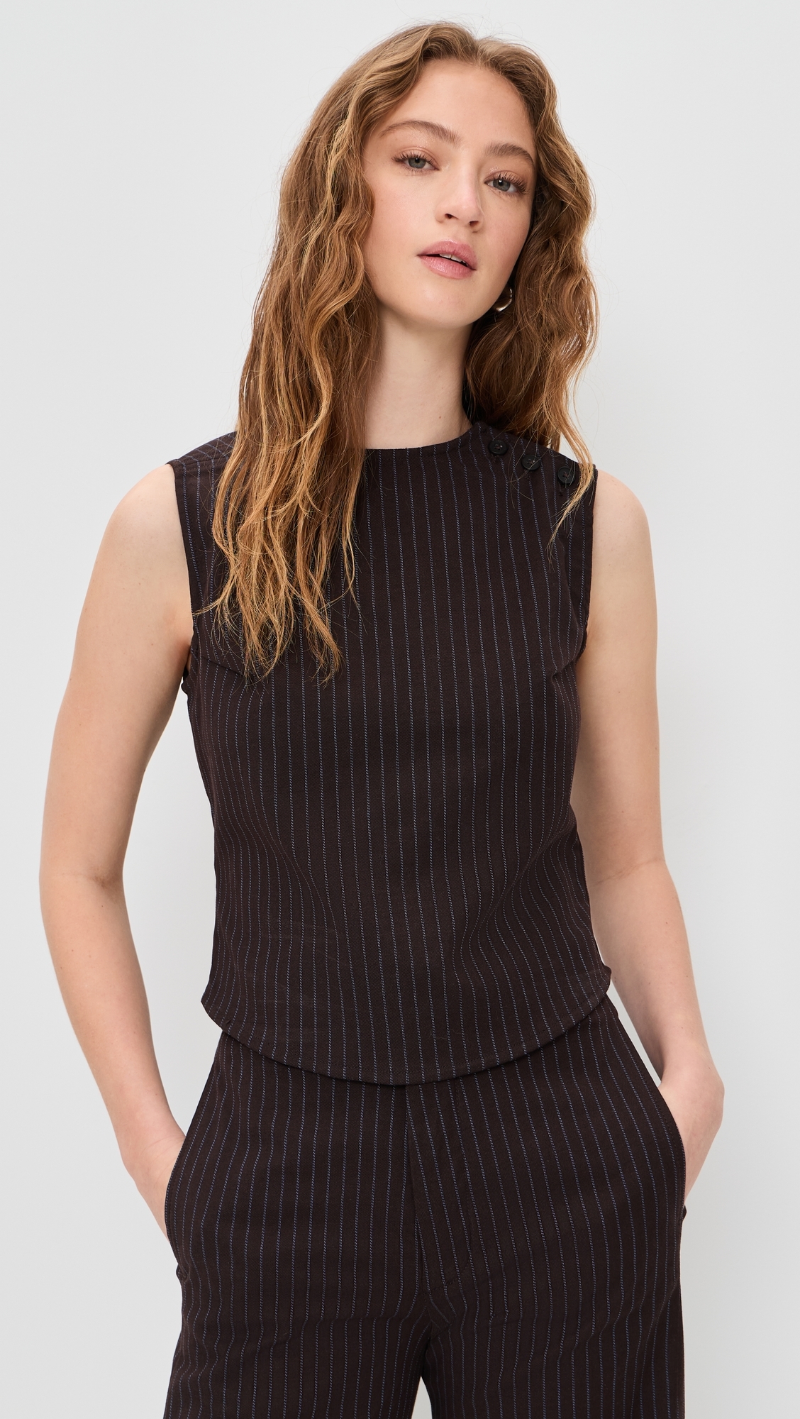 Tailored Top Brown/Blue Stripe
