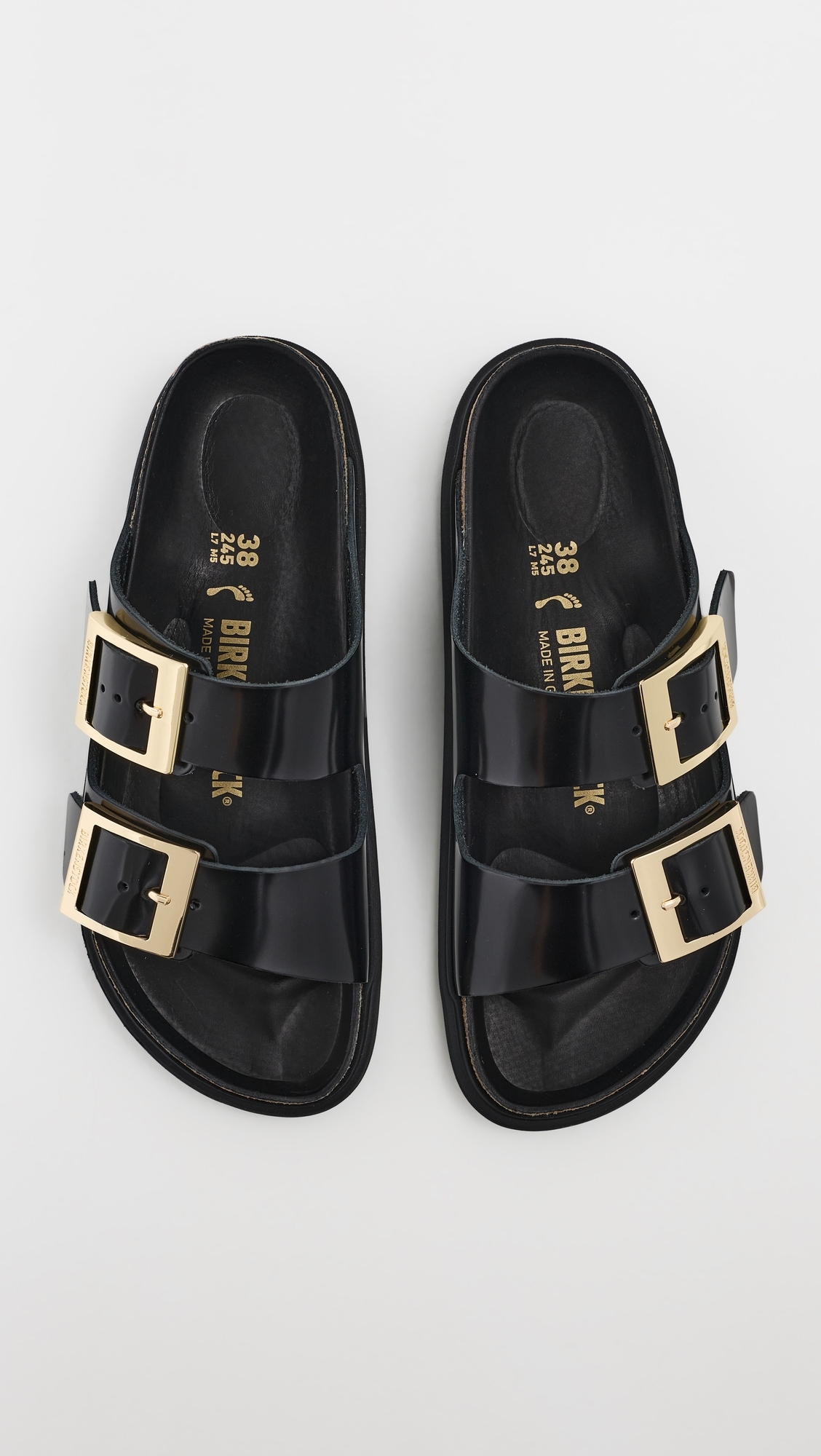 Arizona Droplet High Shine Sandals Black