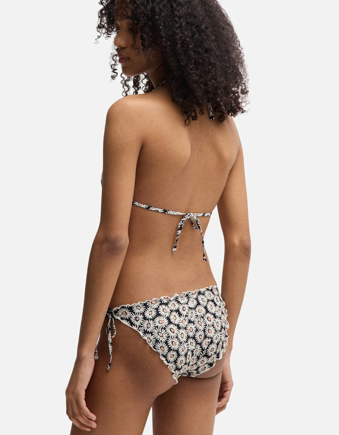 Hugo Boss Women's Ditsy Daisies Ruffle Bikini Bottoms, White - Black - Size: L