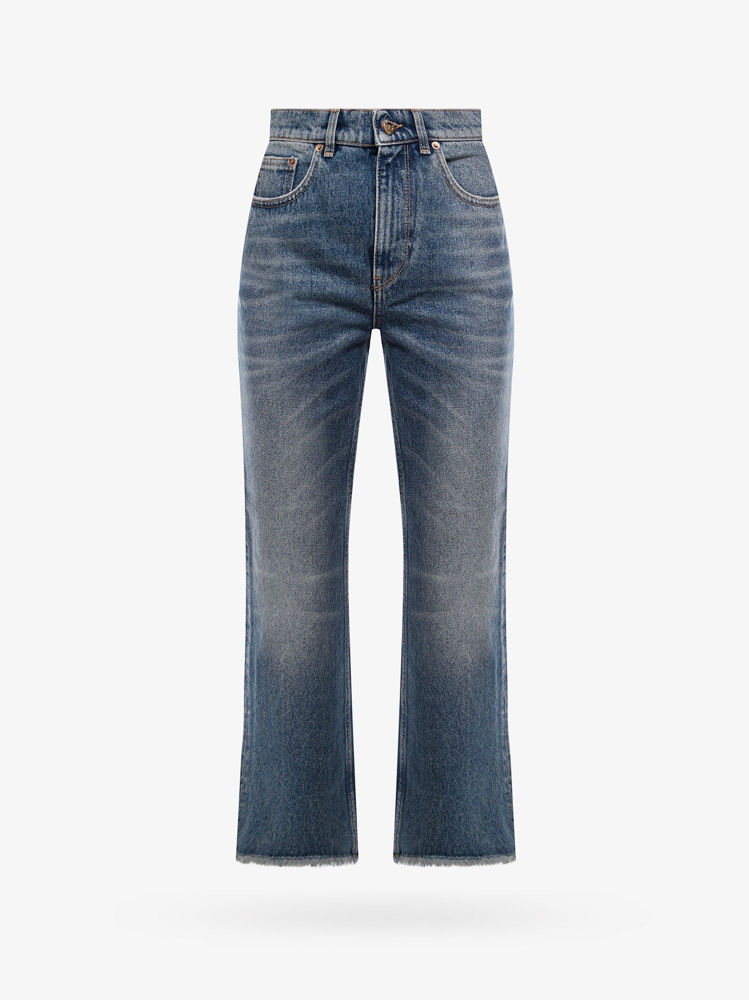 Cropped Flare Denim Jeans — Blue