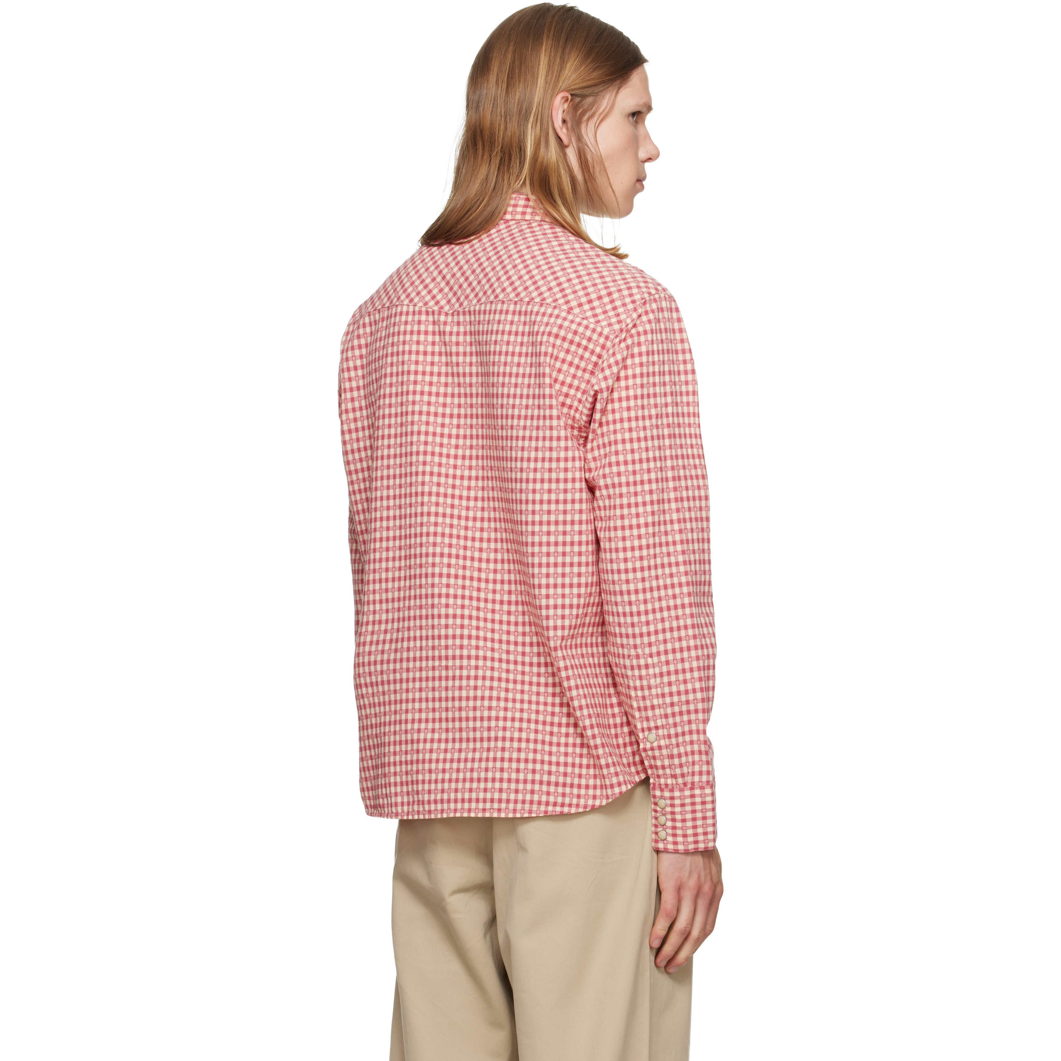 Red & White Classic Fit Checked Western Shirt