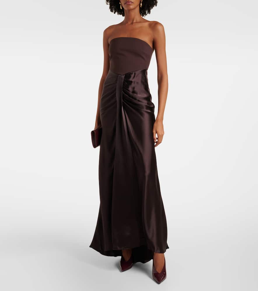 Wayfaring gathered strapless midi dress