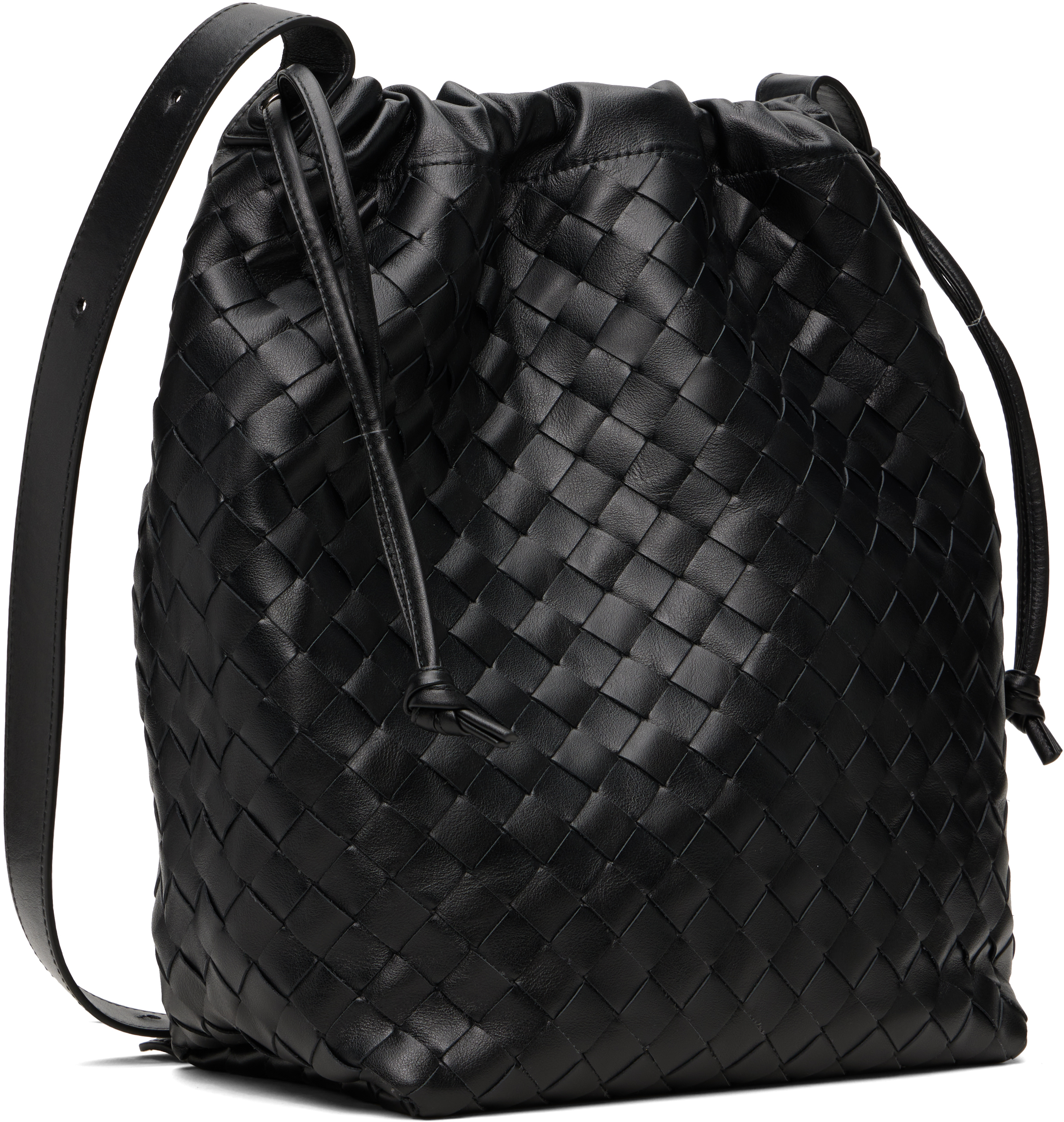 Black Intrecciato Biblioteca Bucket Tote