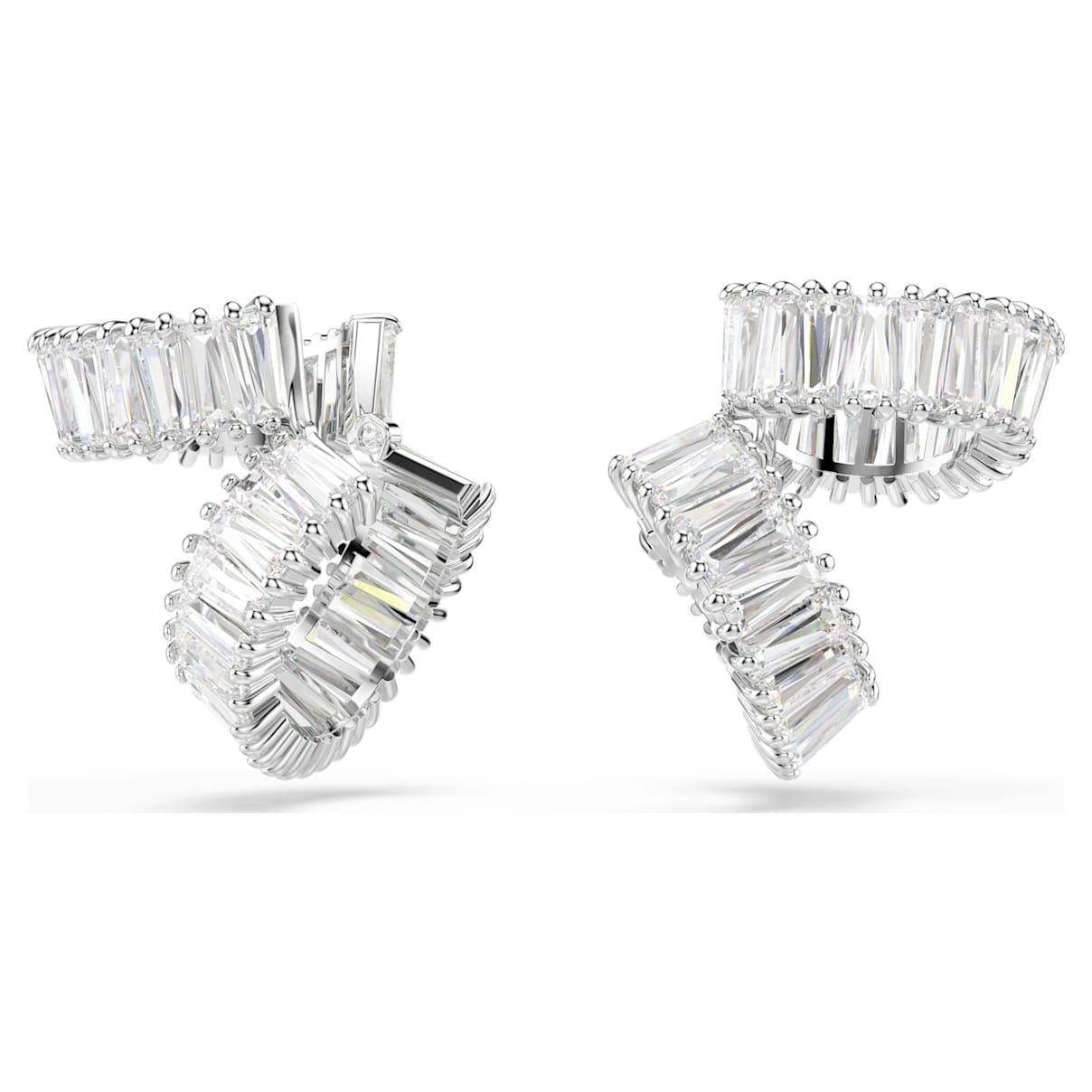 Ariana Grande x ear cuffs, Baguette cut, White, Rhodium plated