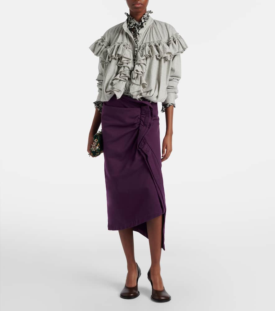 Ruffled cotton jersey blouse