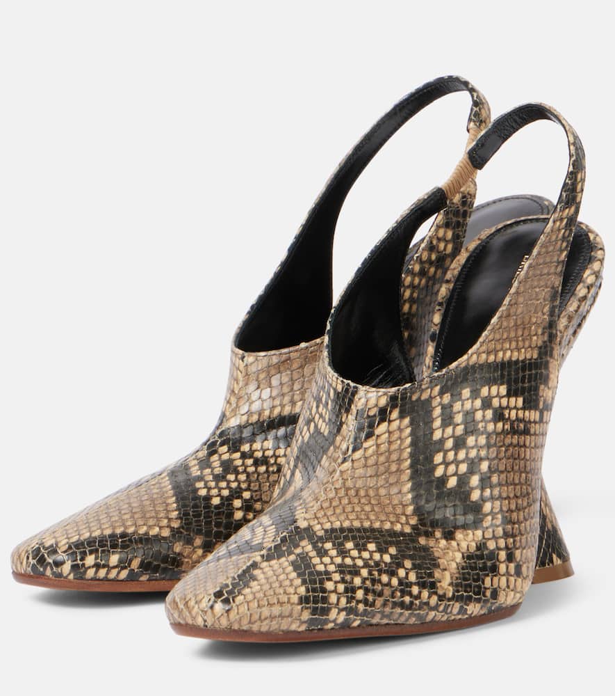 Dries Van Noten Snake-effect leather wedges