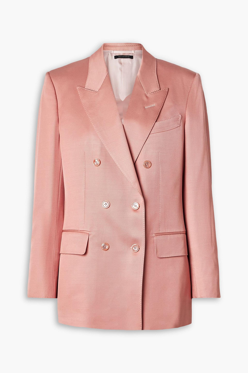 Double-breasted silk and wool-blend twill blazer - Pink - IT 42
