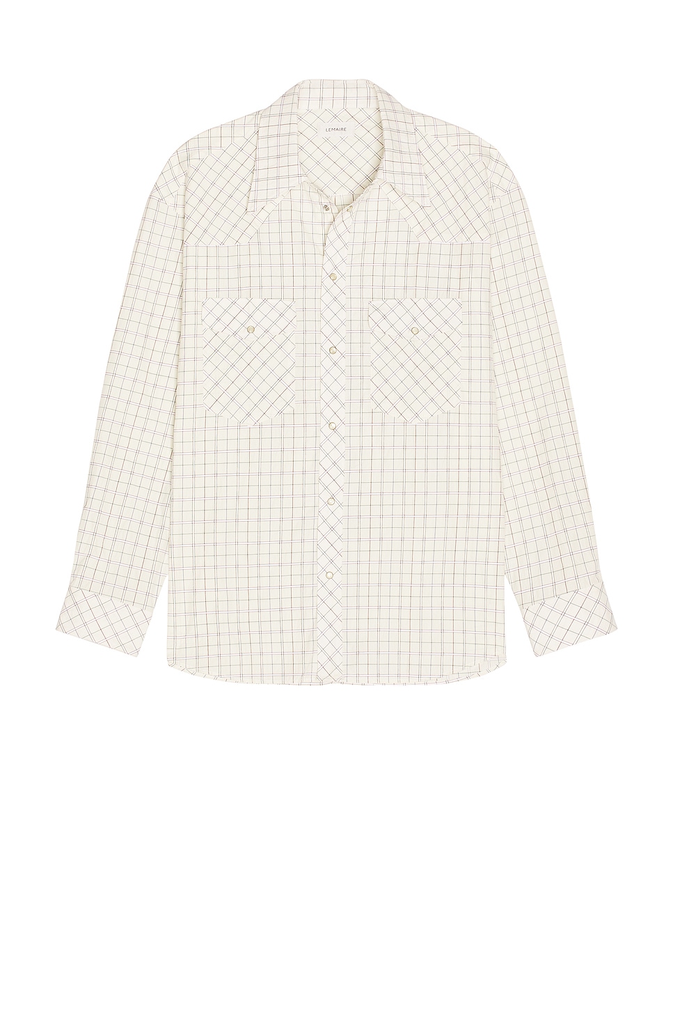 Lemaire Textured Cotton Check Western Check Shirt in White