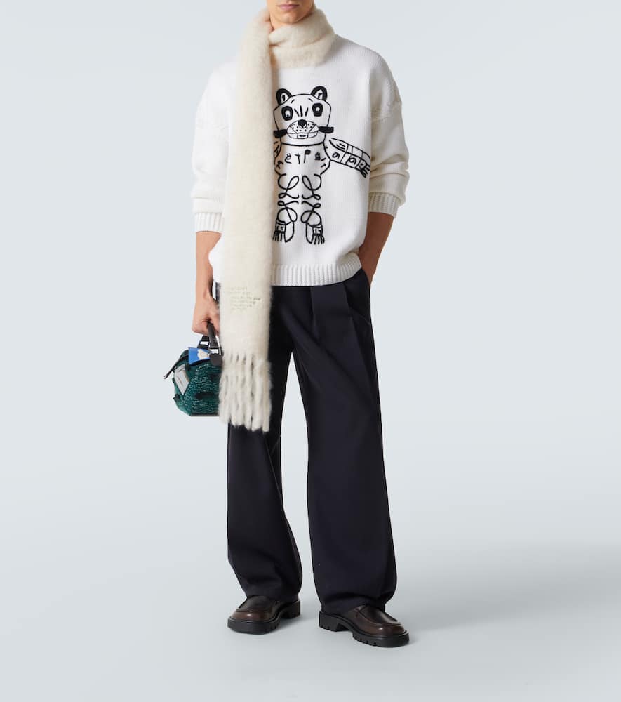 X Louis Wain embroidered wool sweater