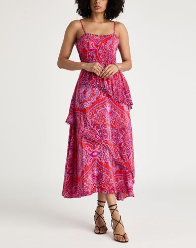 Paisley Scarf Red Loopy Cups Maxi Dress Woman Midi dress Red Size L Viscose