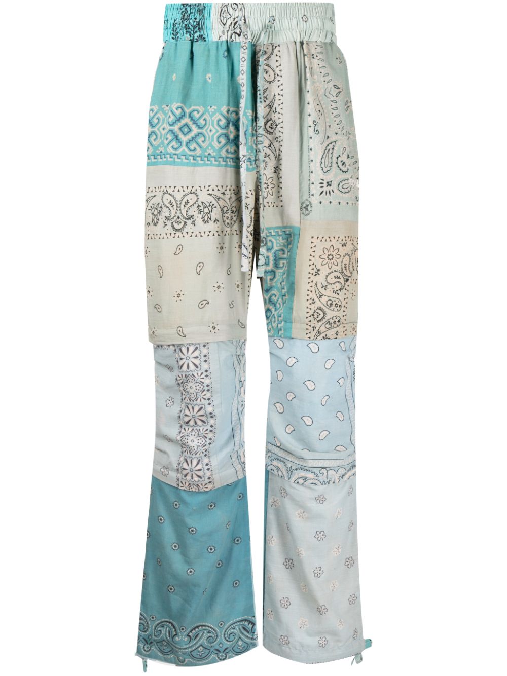 Bandana-print straight trousers - Blue