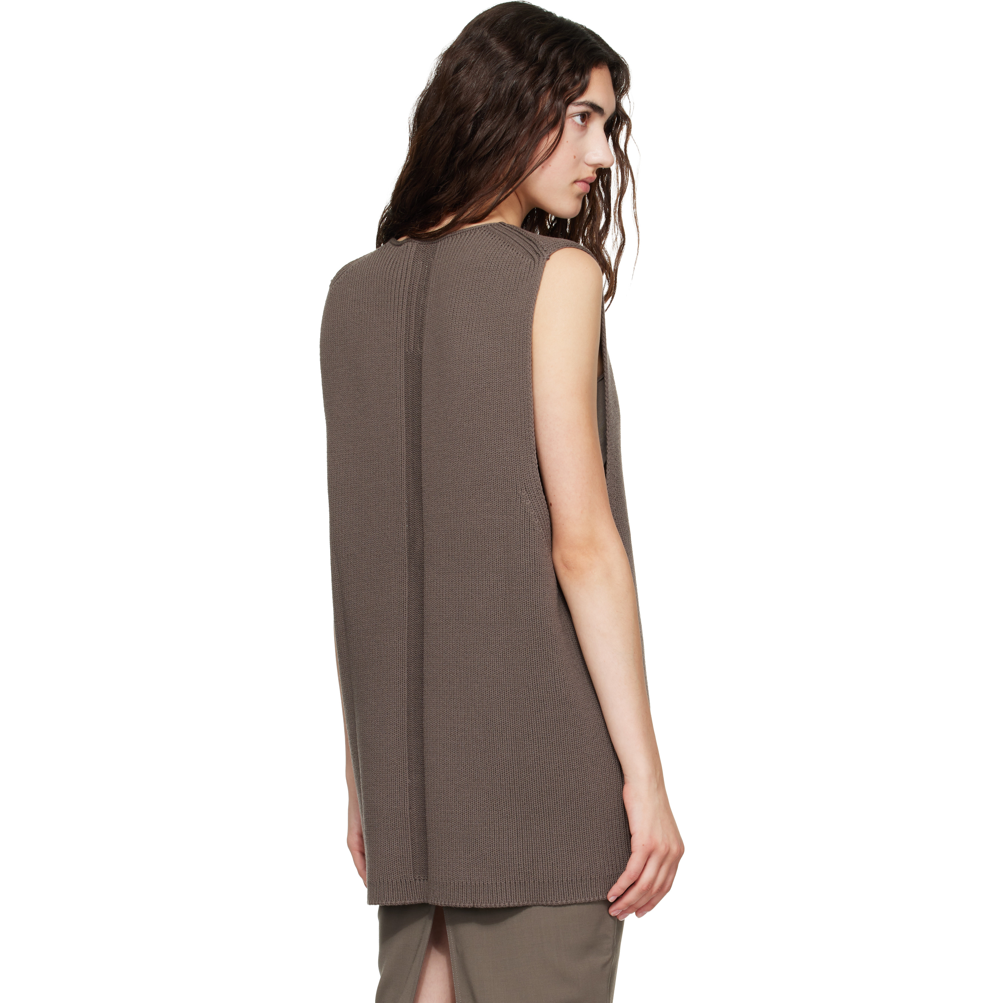 Gray Tower Wool Knit V Neck Vest