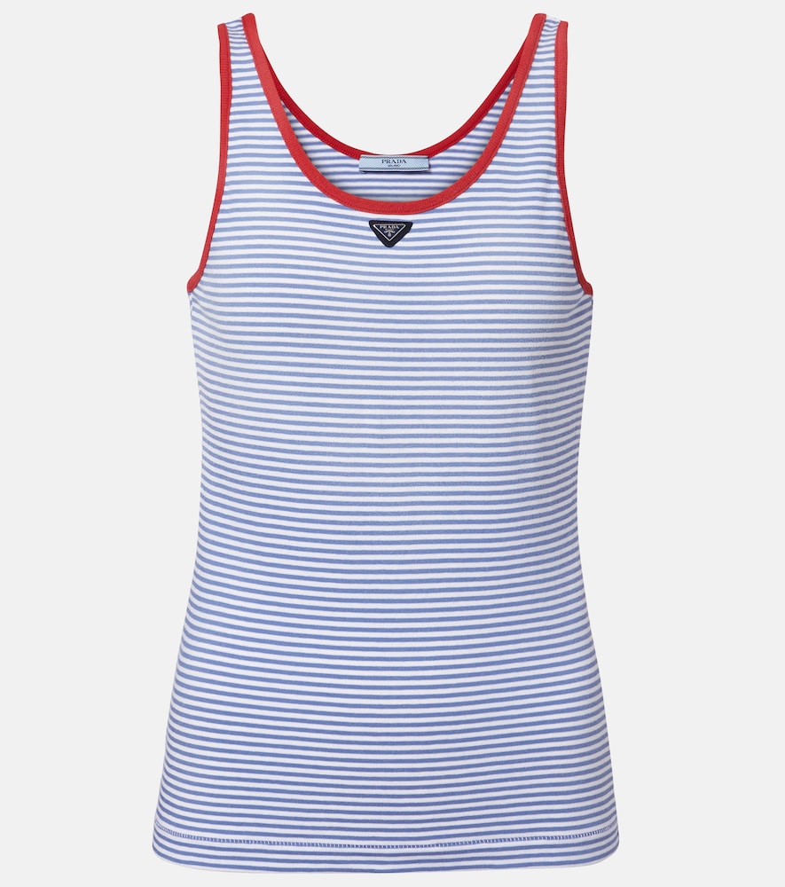 Striped cotton jersey tank top