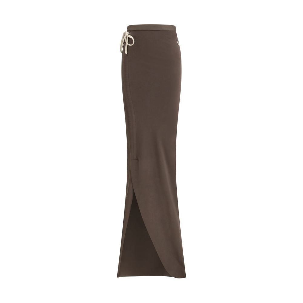 Fitted Jersey with Side Drawstring Skirt — Brown