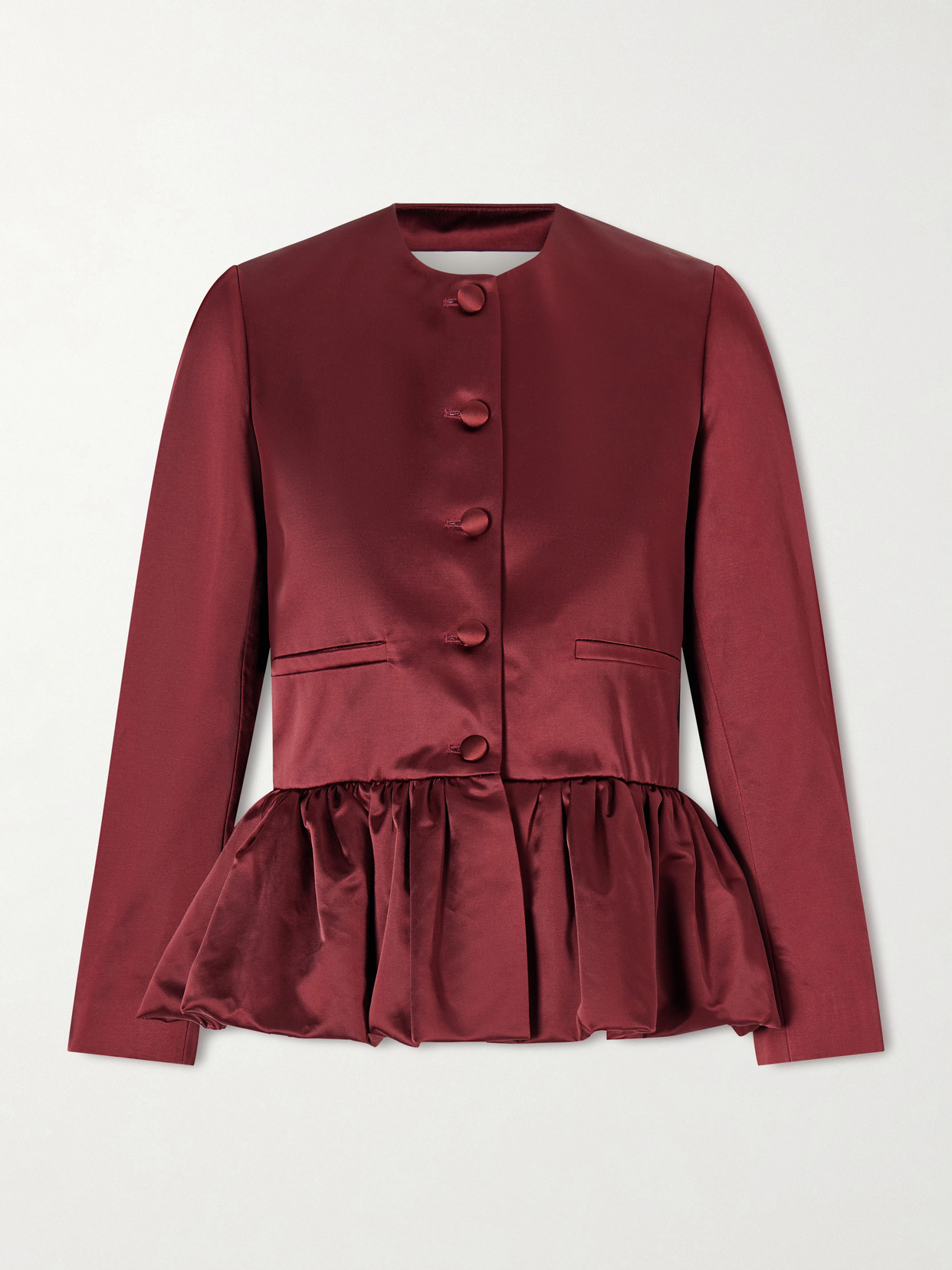 Cotton-blend Duchesse-satin Peplum Blazer - Burgundy