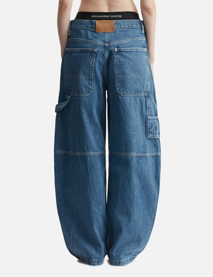 Prestyled Mid Rise Oversized Jean with Logo Elastic