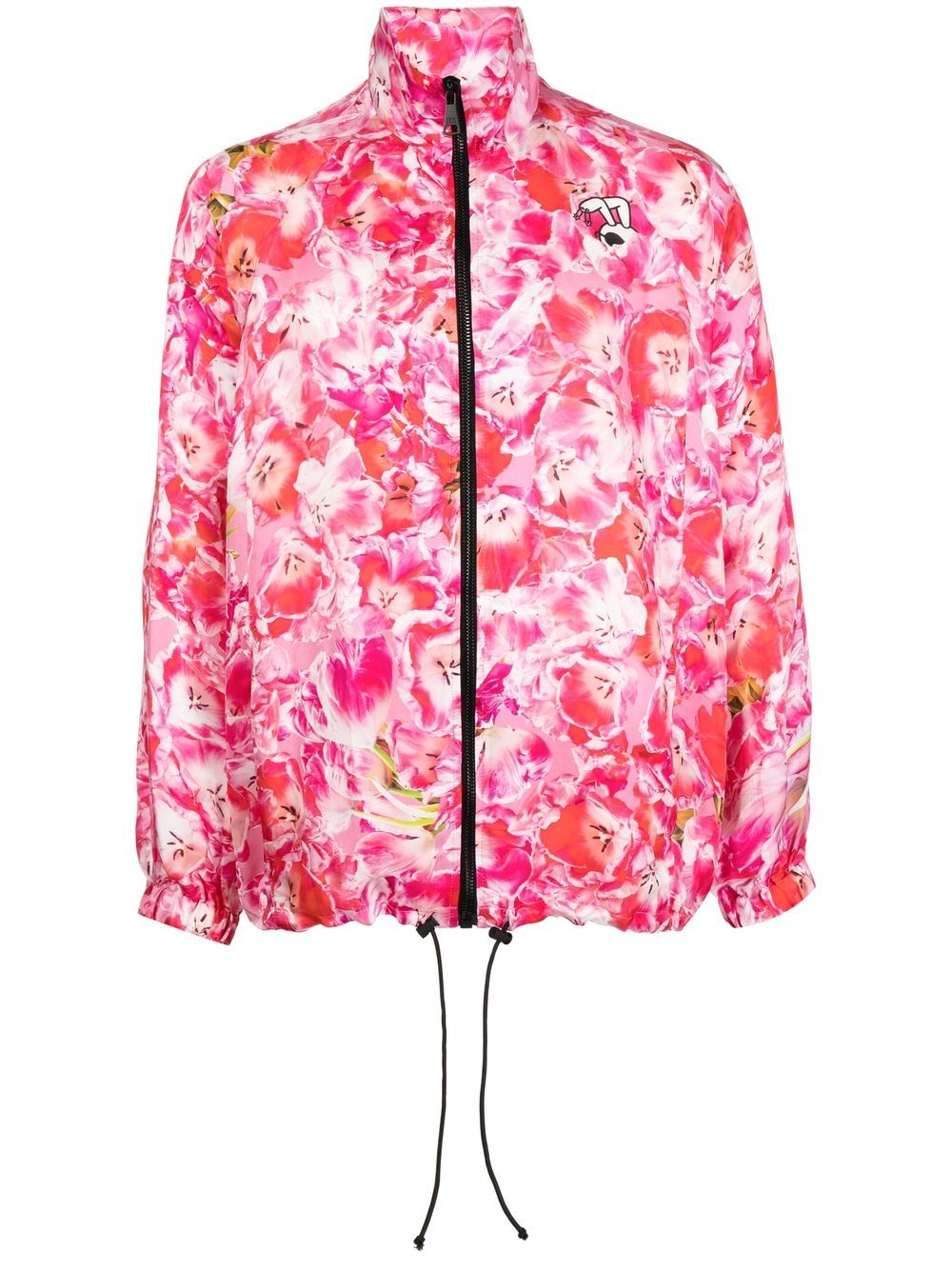 Floral-print zip-up sports jacket - Red