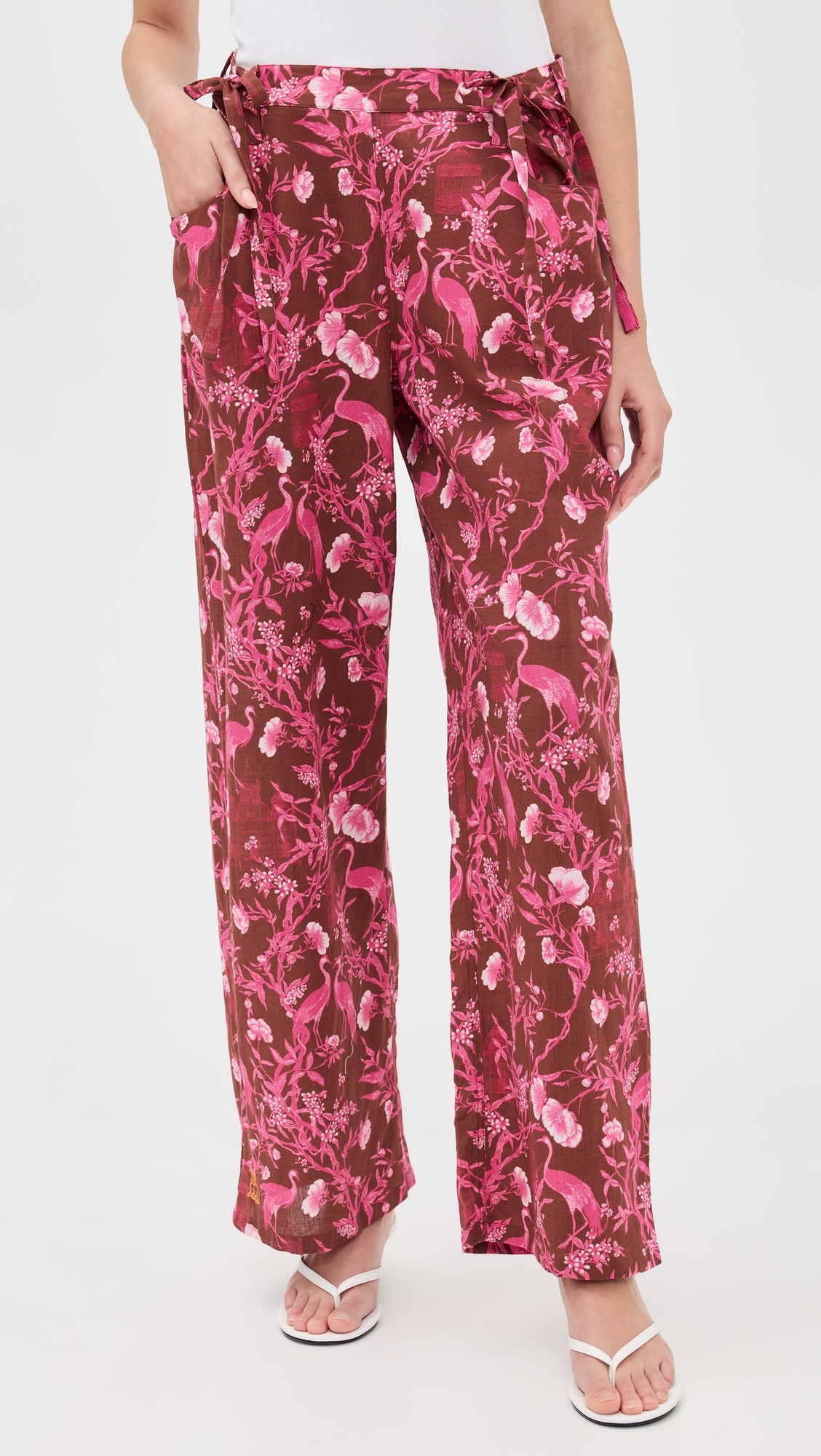 Move and Groove Snap Pants Cranes Pink Teakwood