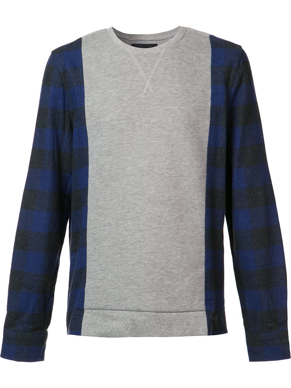 Plaid sleeves sweatshirt - Grey