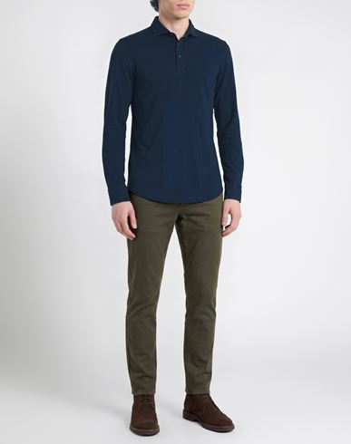 R3d Wöôd Man Polo shirt Navy Size S Cotton, Elastane