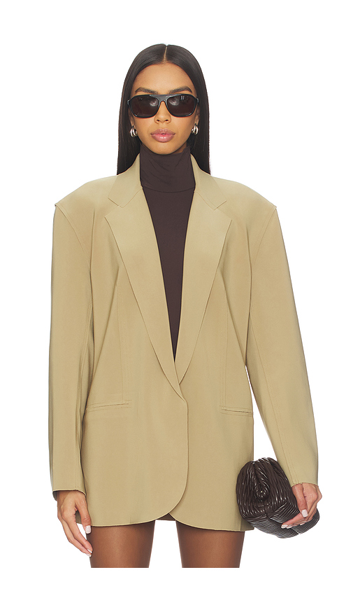 Norma Kamali Oversized Single Breasted Jacket en Tan. L. Also en M, S