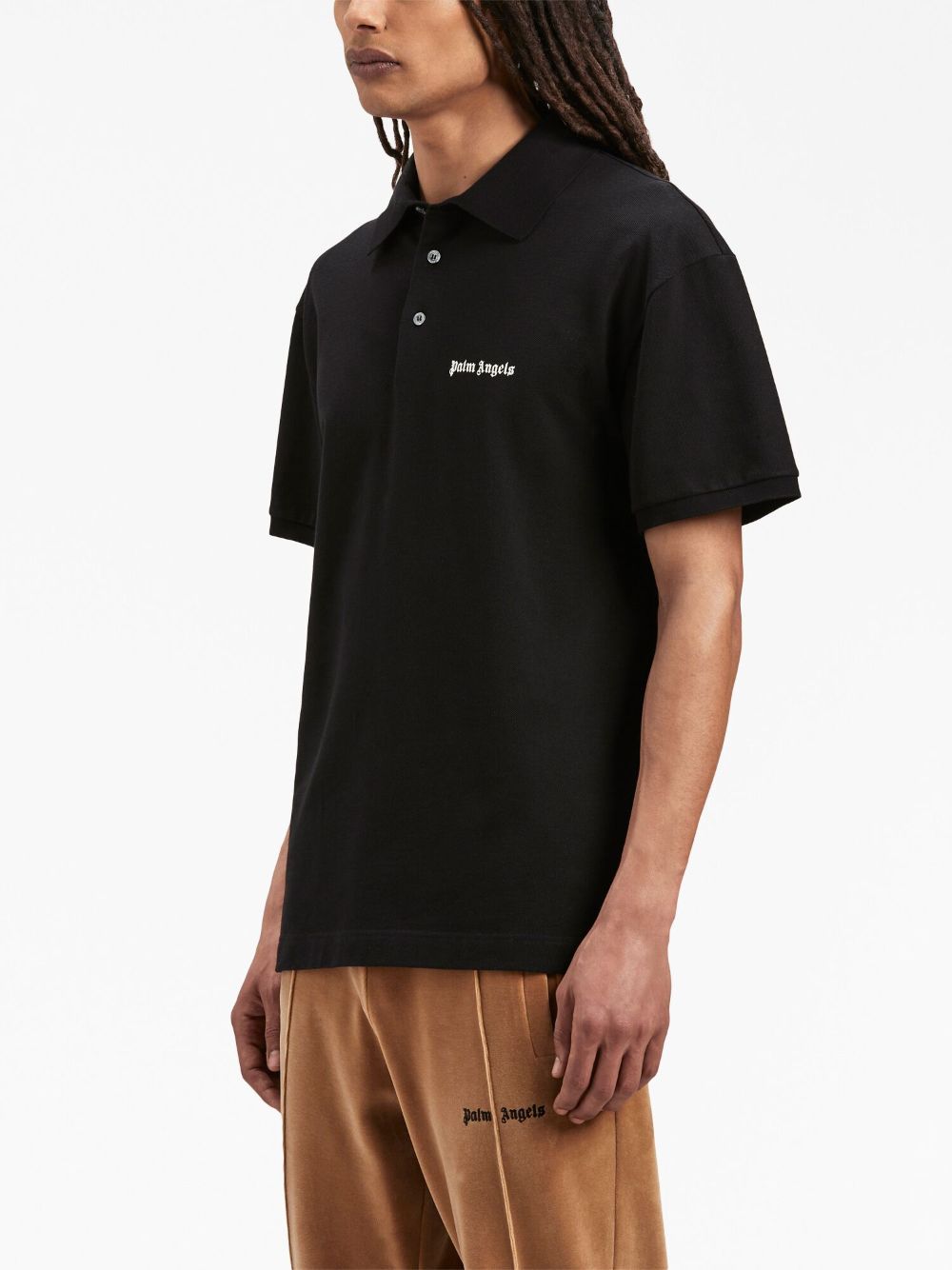 Logo-embroidered cotton polo shirt - Black