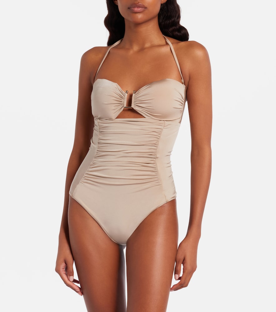 Curva ruched halterneck swimsuit