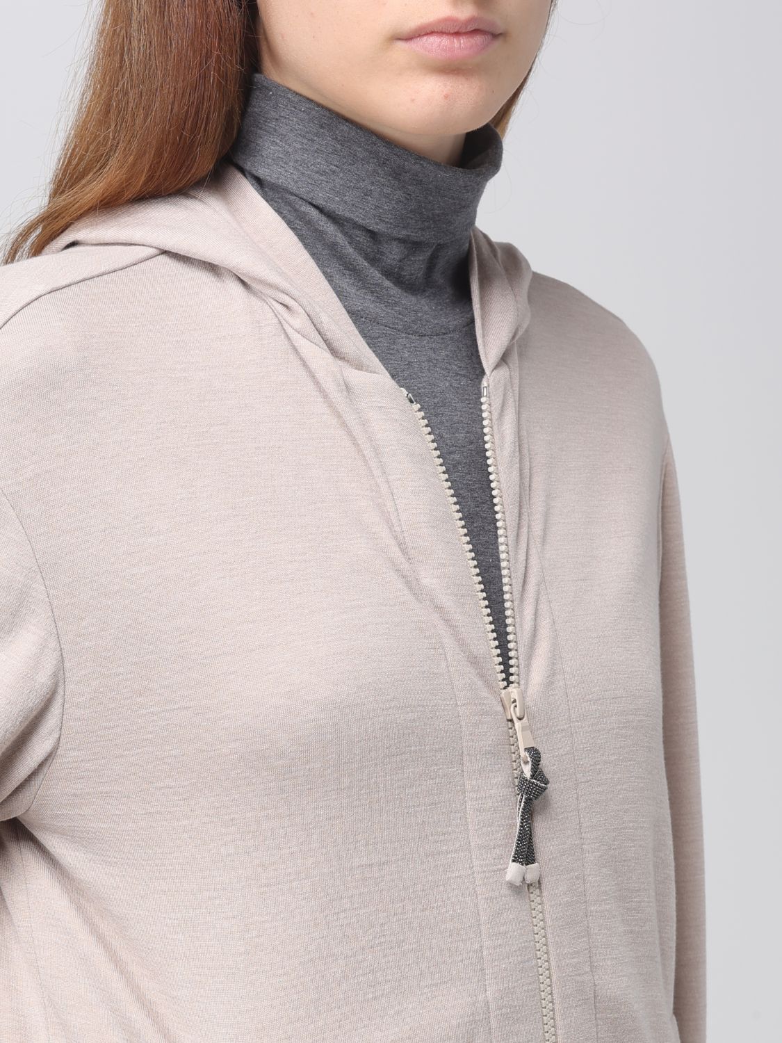 Sweatshirt in cotton and silk blend and Precious detail