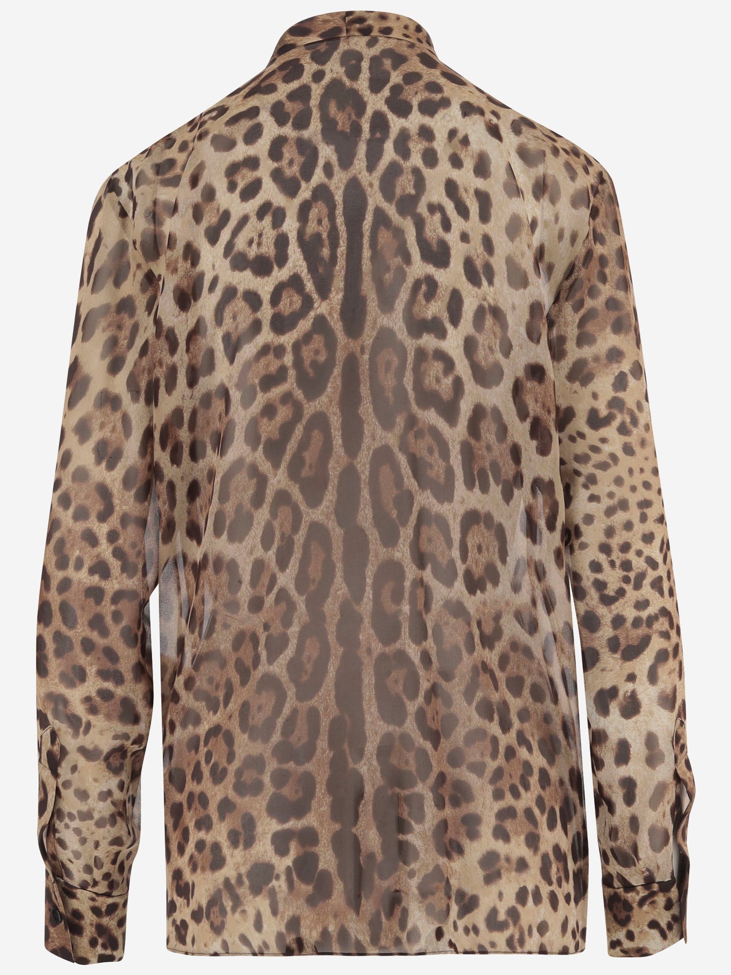 Leopard Print Silk Satin Shirt — Brown