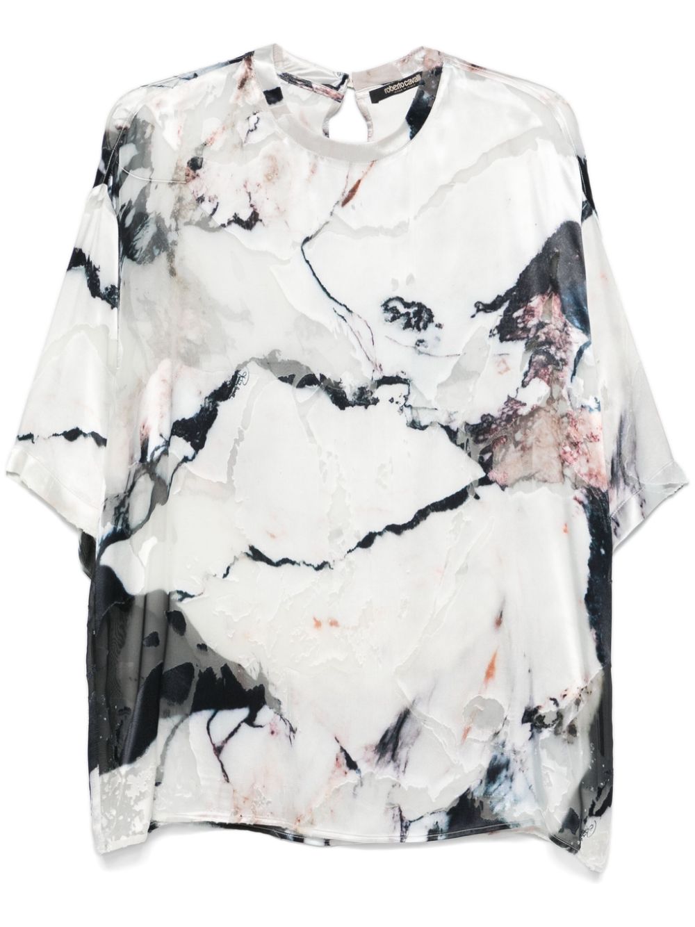 Marble-print blouse - White