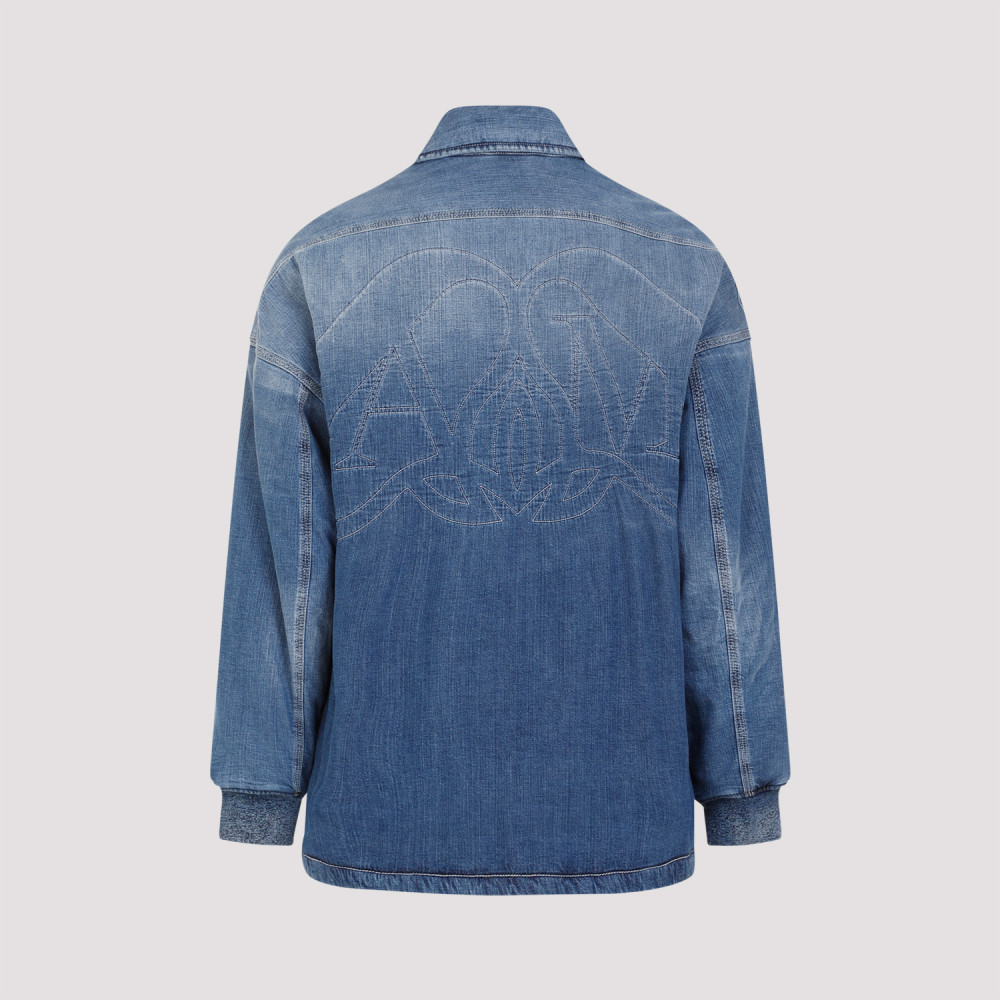 Blue Quilted Denim Shirt