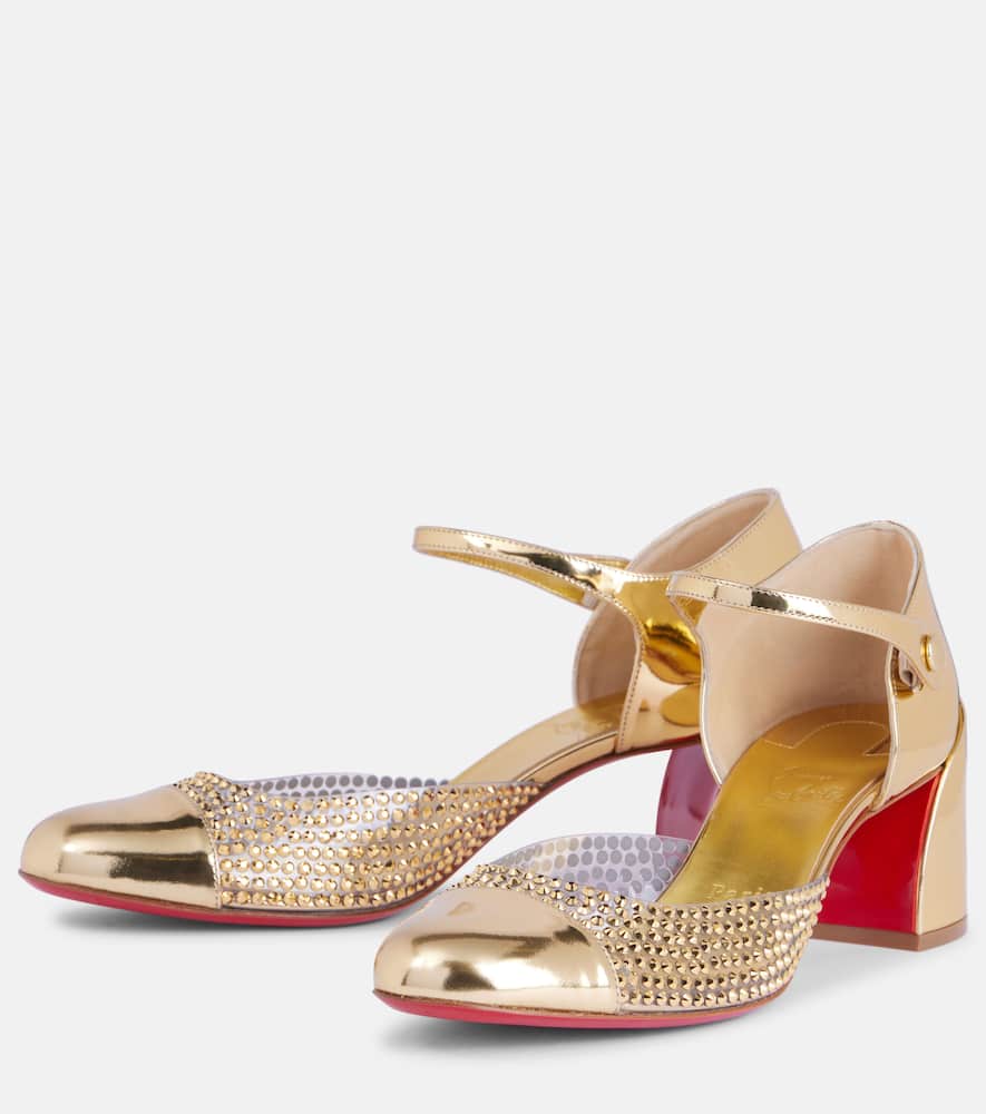 Christian Louboutin Miss MJ Strass mirrored leather and PVC pumps