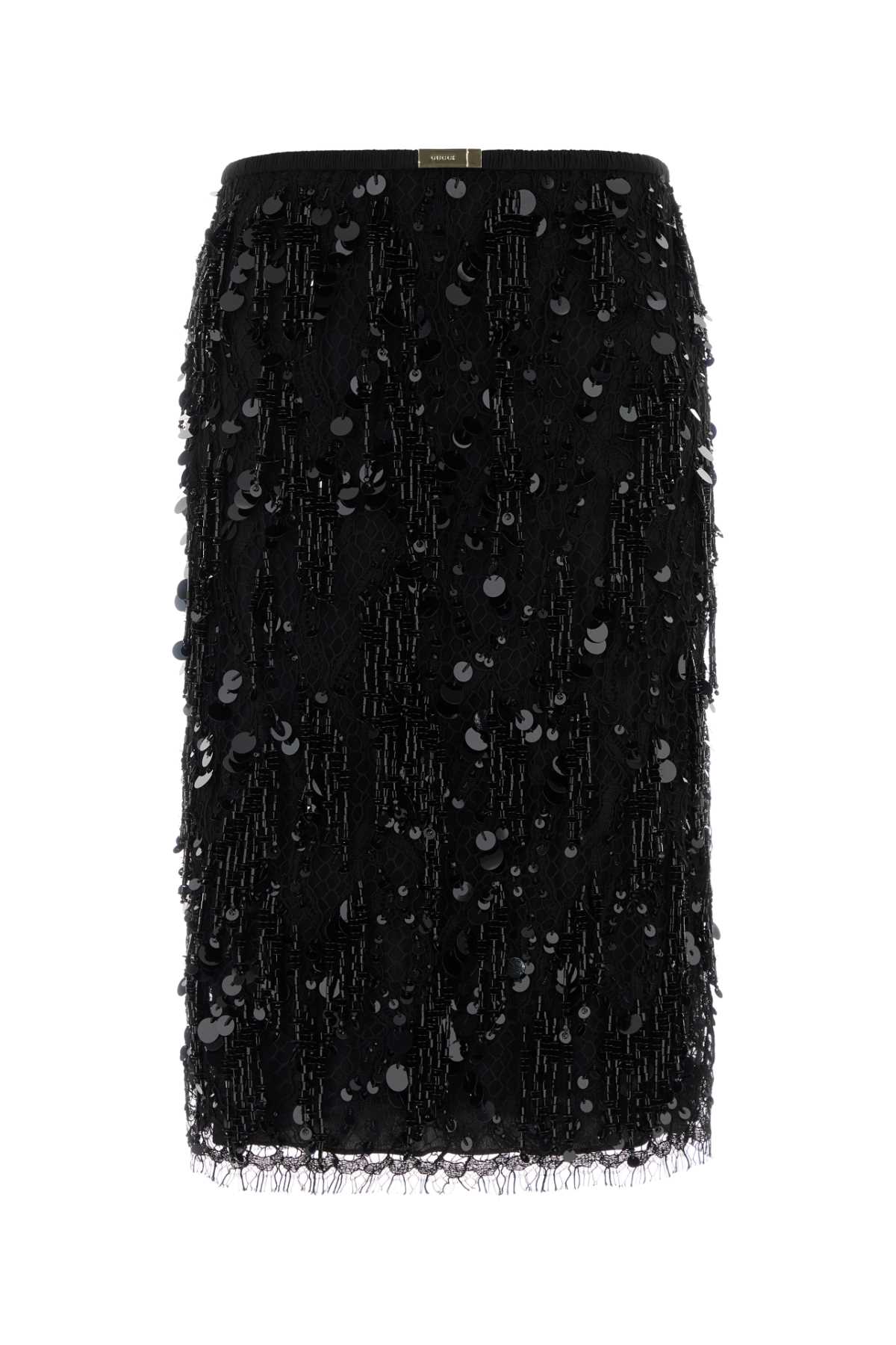Embroidered Lace Skirt — Black