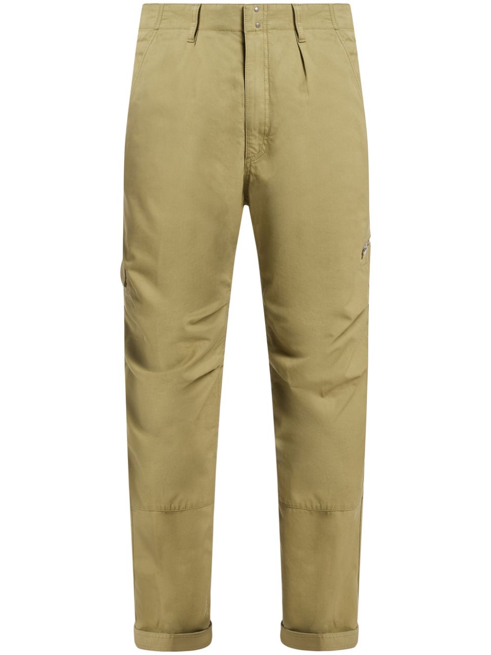 Ruched-knee cotton trousers - Green