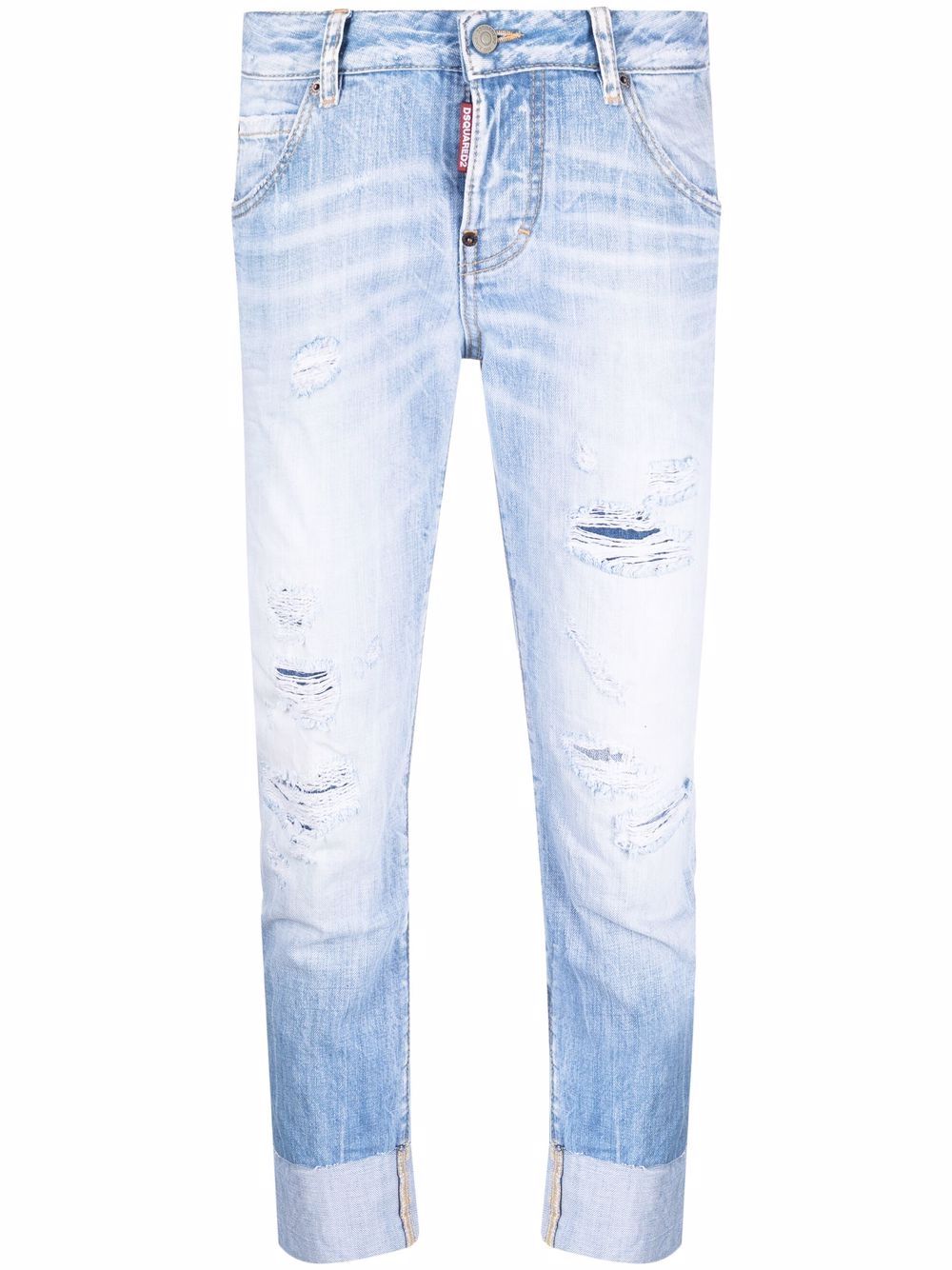 Distressed cropped jeans - Blue