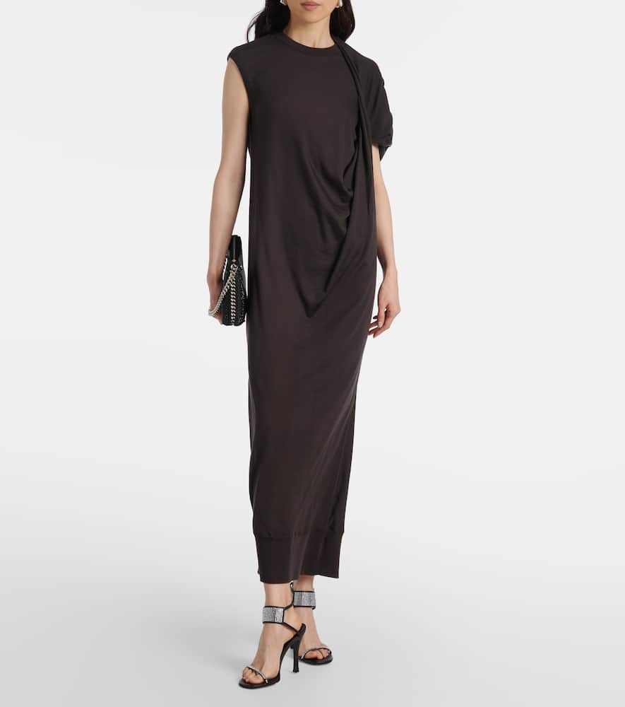 Draped wool maxi dress