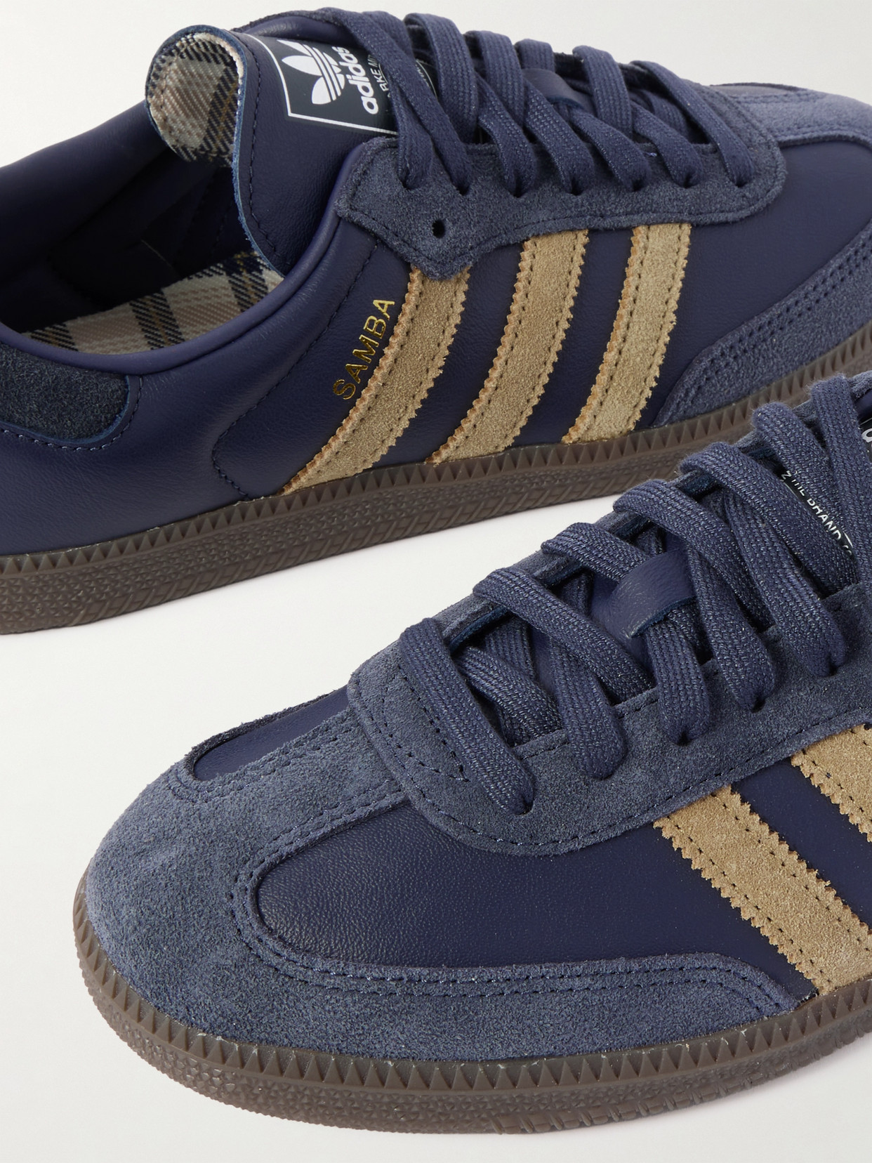 Samba Og Suede-trimmed Leather Sneakers - Blue