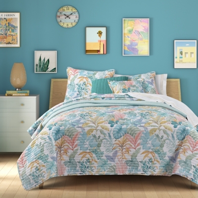 J. Queen Bold Bahama Full/Queen 3 Piece Quilt Set, Aqua