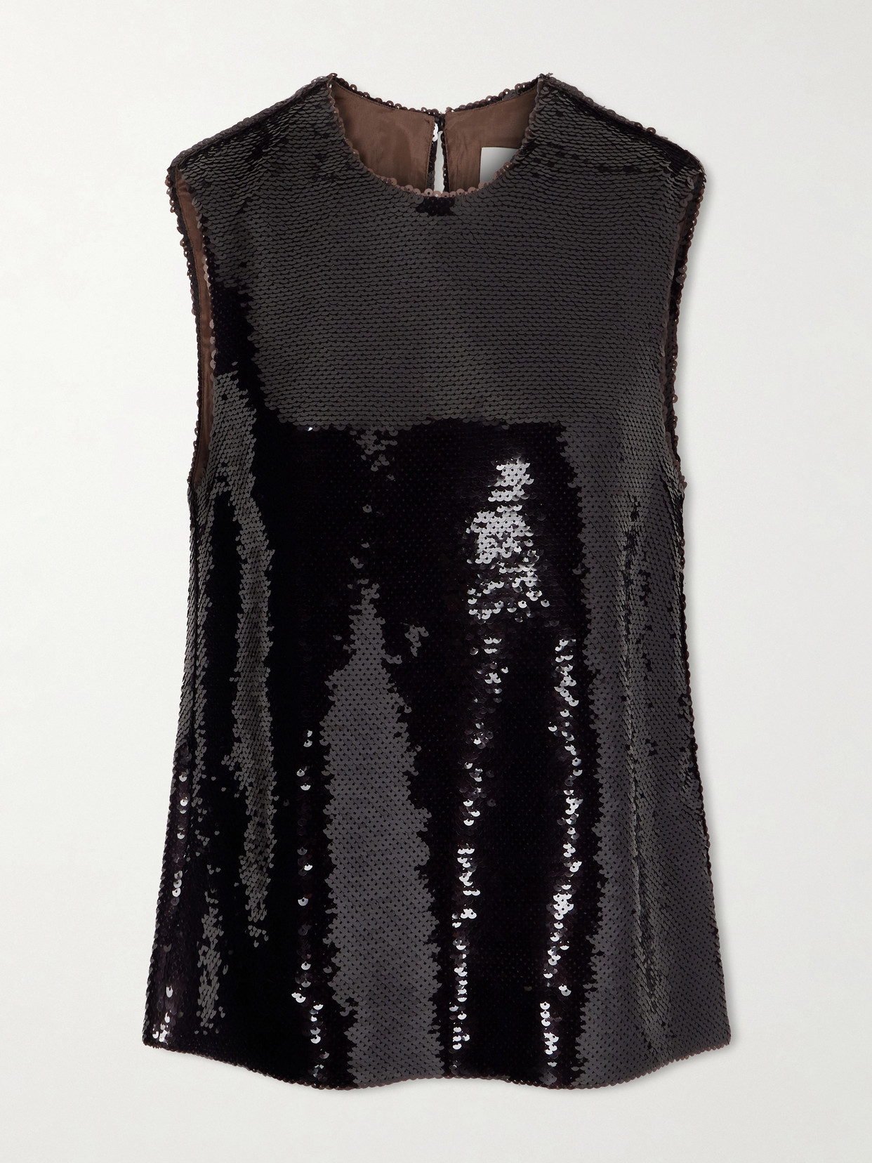 Luminessa Sequined Satin Top - Brown