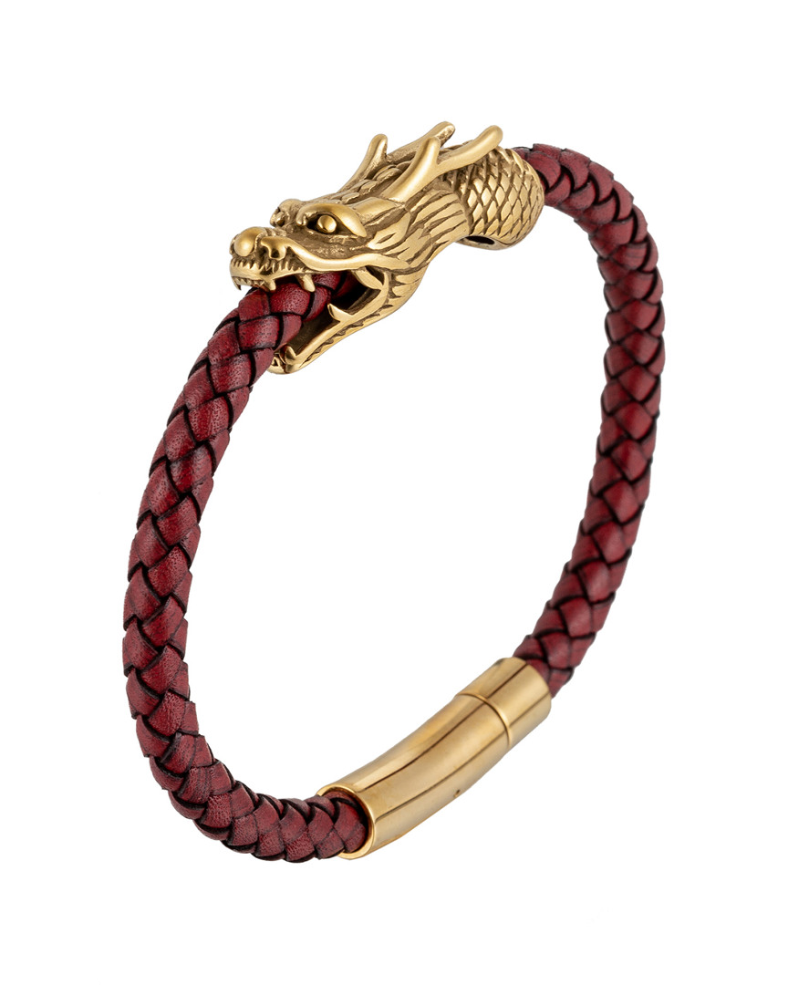 Luxe Collection Lionel Dragon Leather & Stainless Snap Bracelet