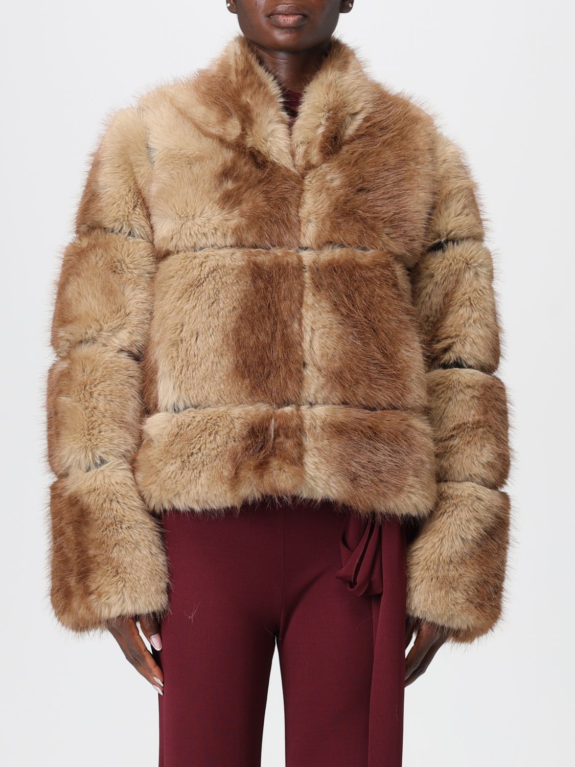 Fur Coat Woman color Beige