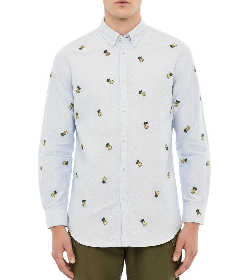 Sky Blue Embroidered Shirt