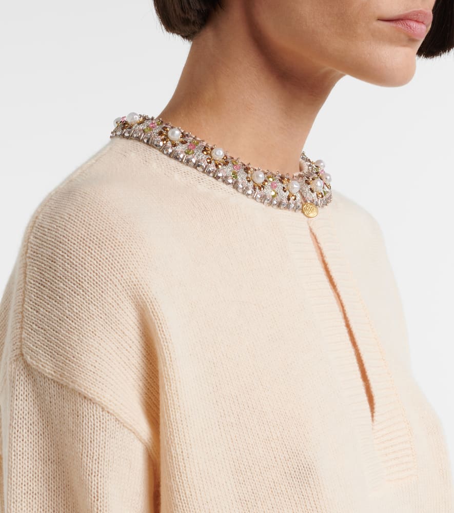 Embellished virgin wool sweater