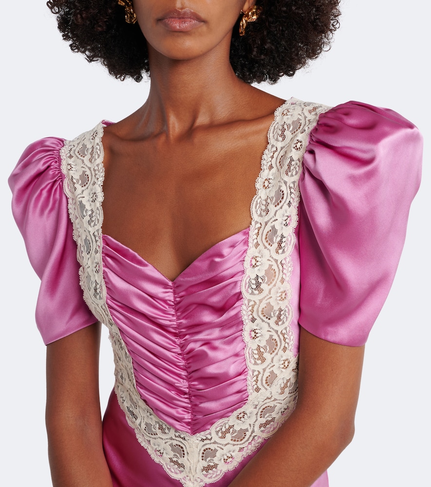 Lace-trimmed silk cocktail dress