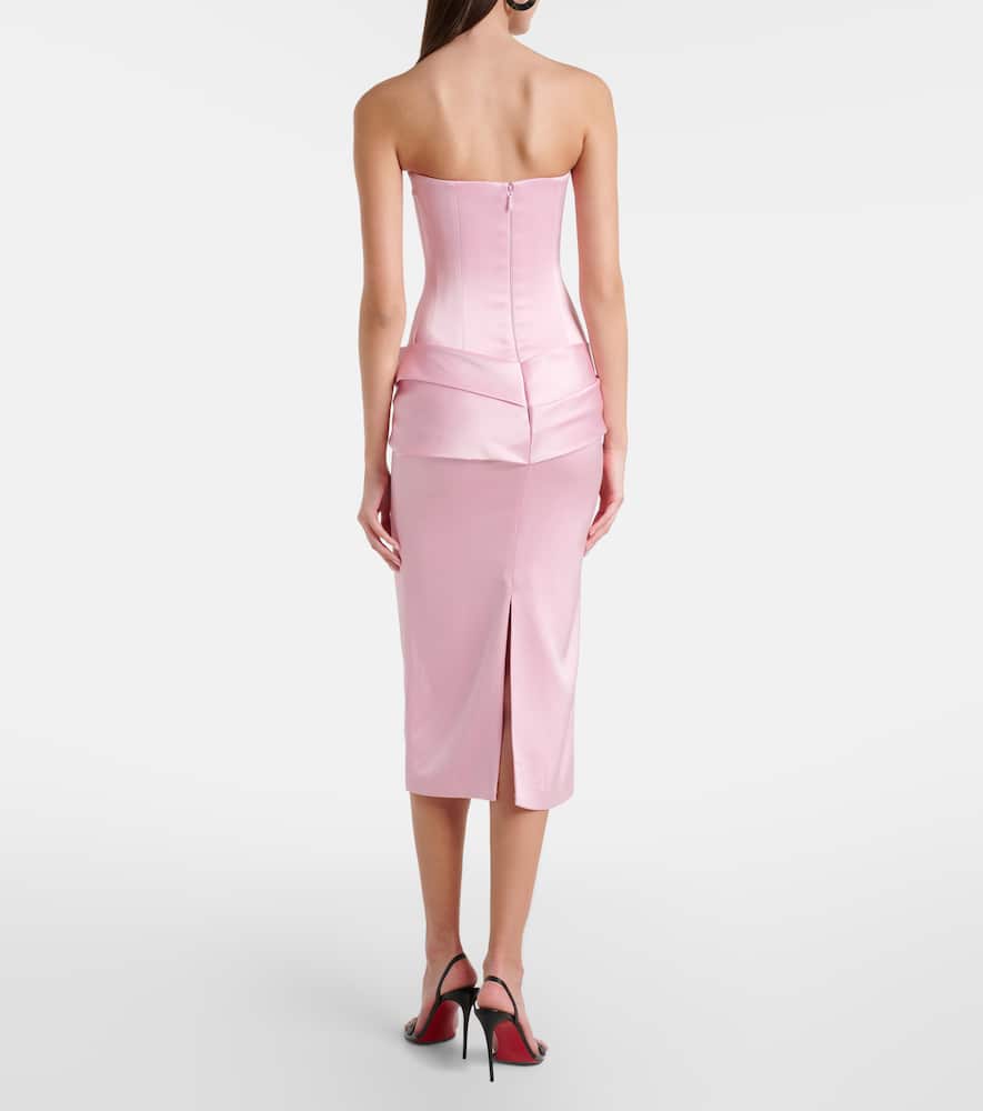 Draped satin crêpe bustier dress