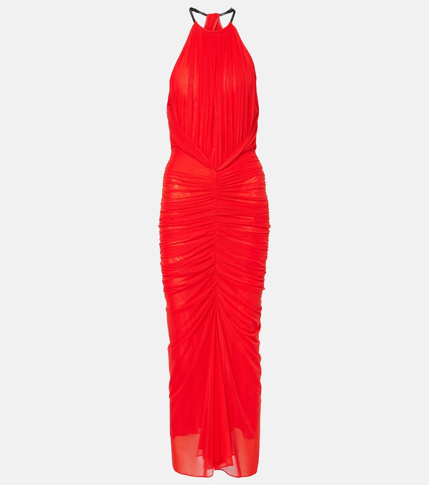 Ruched halterneck midi dress