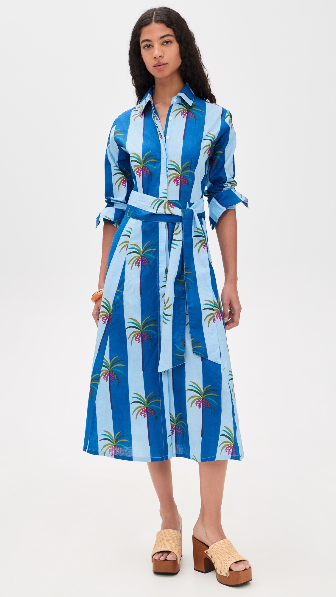 Luciana Palm Dress Blue